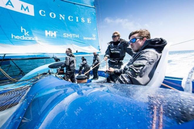 'A totally exhilarating experience' for young British sailor Ned Collier Wakefield at the helm of Tony Lawsons'  MOD 70, Concise 10 © Lloyd Images